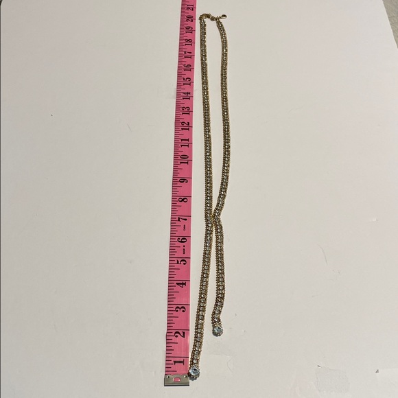 Holiday Gold Rhinestone Lariat Necklace - Picture 4 of 5